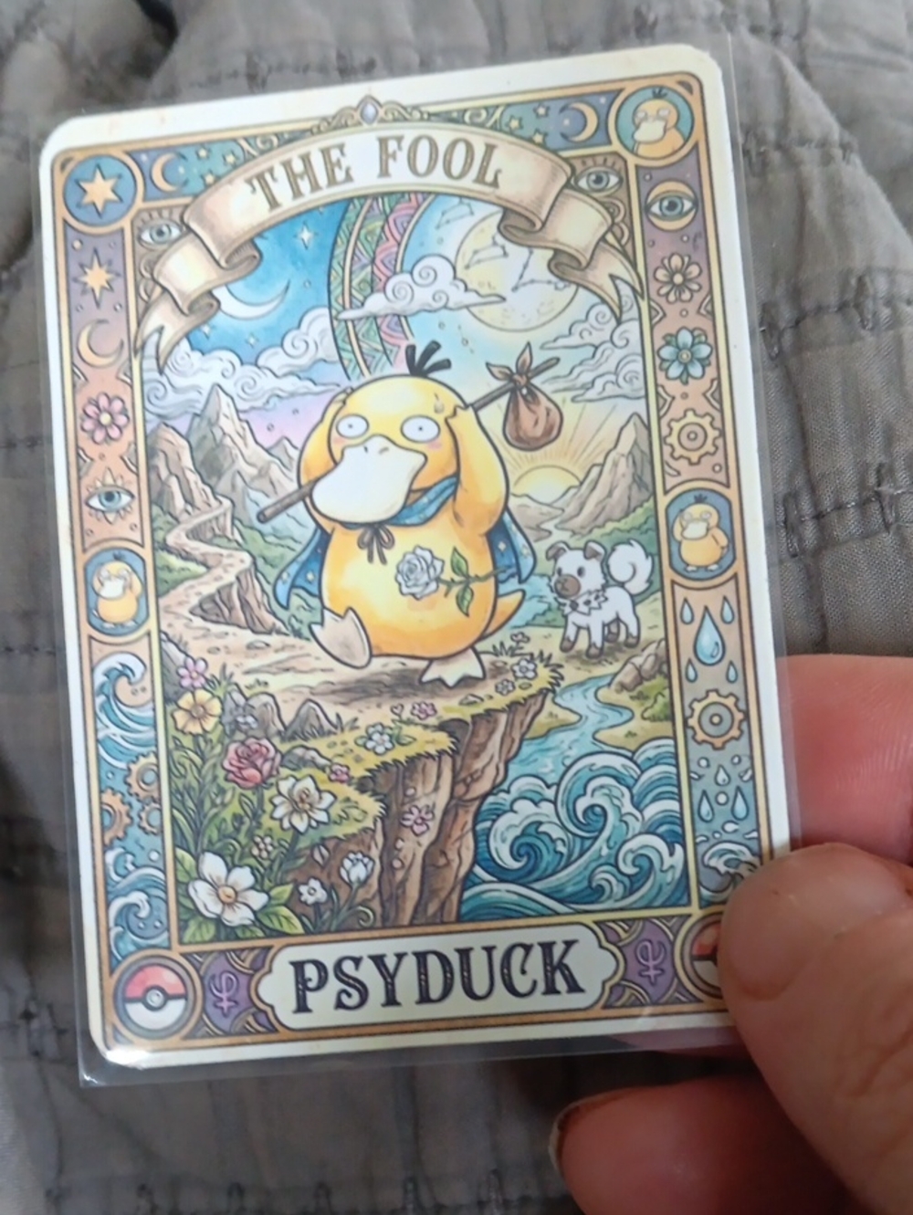 Pokemon Psyduck Tarot Card — Yellow, Blue, Green